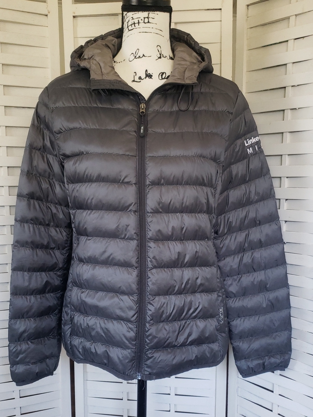 Tumi Lightweight Quilted Hooded  Womens Jacket - Gray Size  M